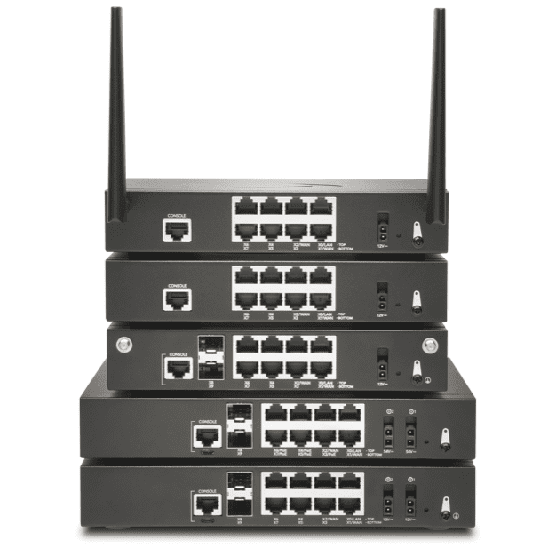 Face arrière et ports firewalls SonicWall TZ270, TZ370, TZ470W, TZ570, TZ670